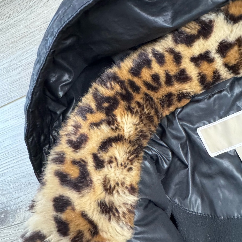 Michael Kors Black Puffer Jacket with Leopard Lining - Picture 3 of 4